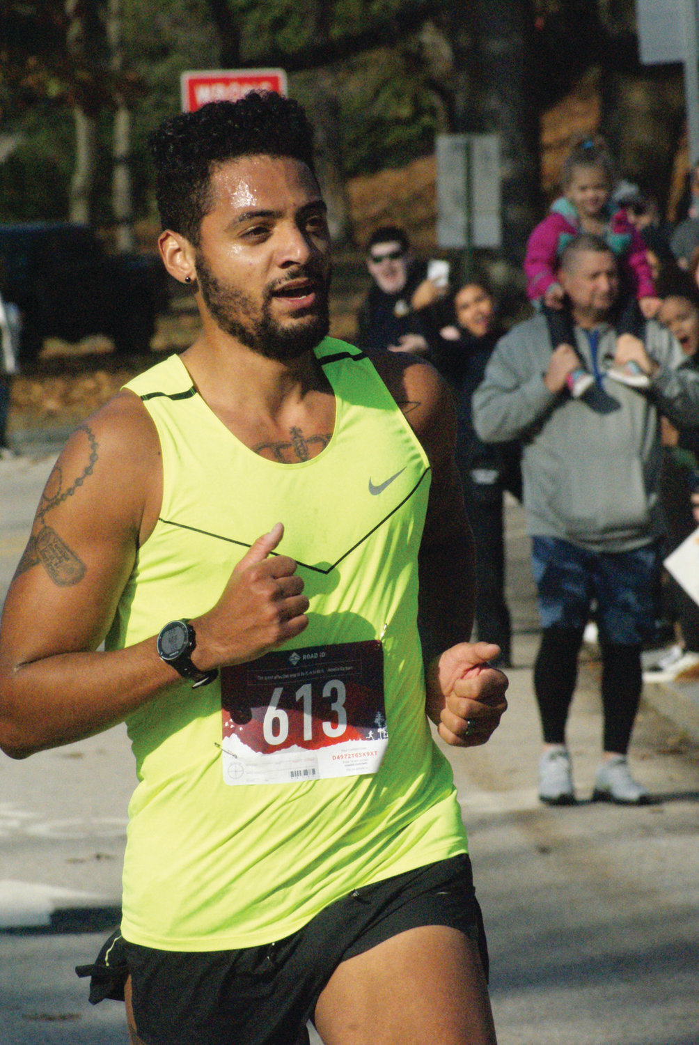 CROSSING THE LINE: Bronson Venable of Warwick won the Park View Veterans Day 5K with a time of 15 minutes, 35 seconds. It is the third year in a row he has taken top honors.